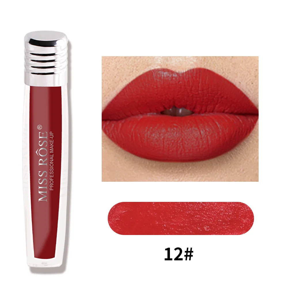 MISS ROSE Velvet Matte Longwear Lipstick & Pearl Lip Glaze Matte Lip Glaze PRIMED M6701-001V-12
