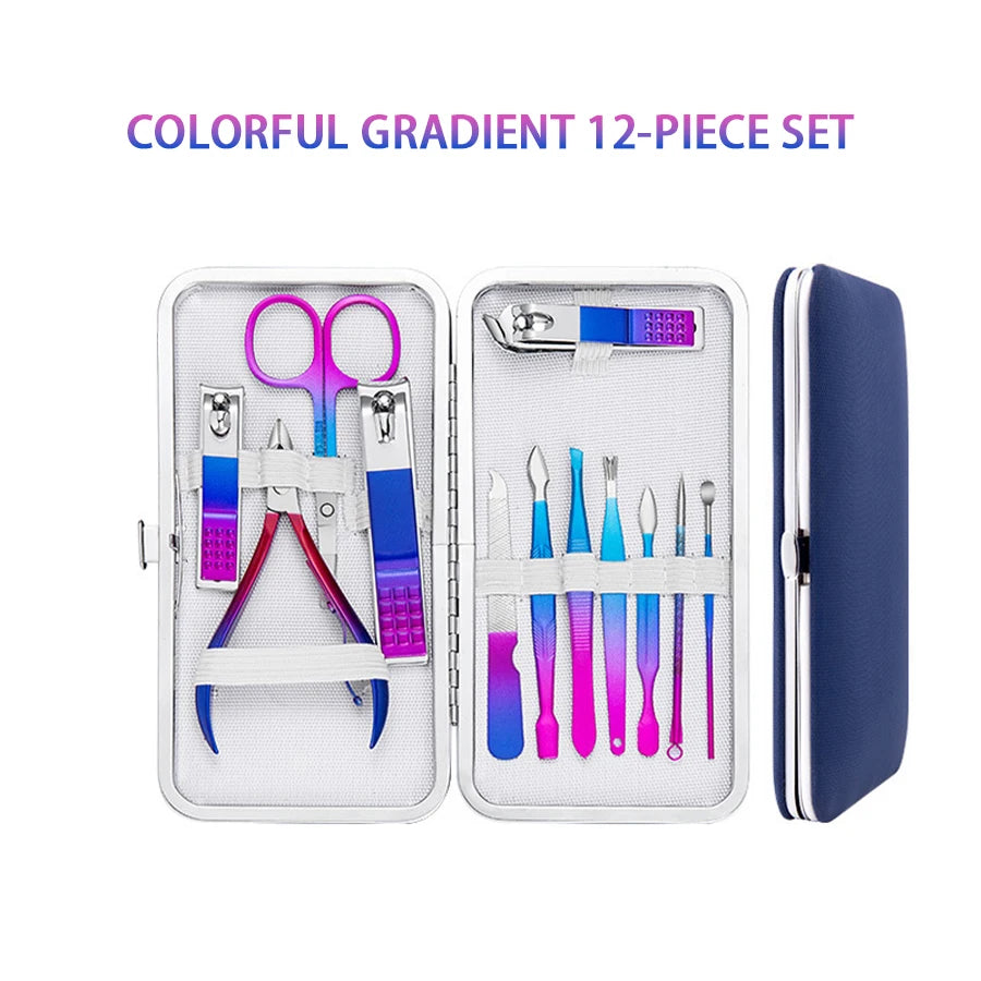 Stainless Steel Manicure Set – 7–15 Piece Nail & Brow Kit Manicure Nail Set PRIMED 12 pcs 1