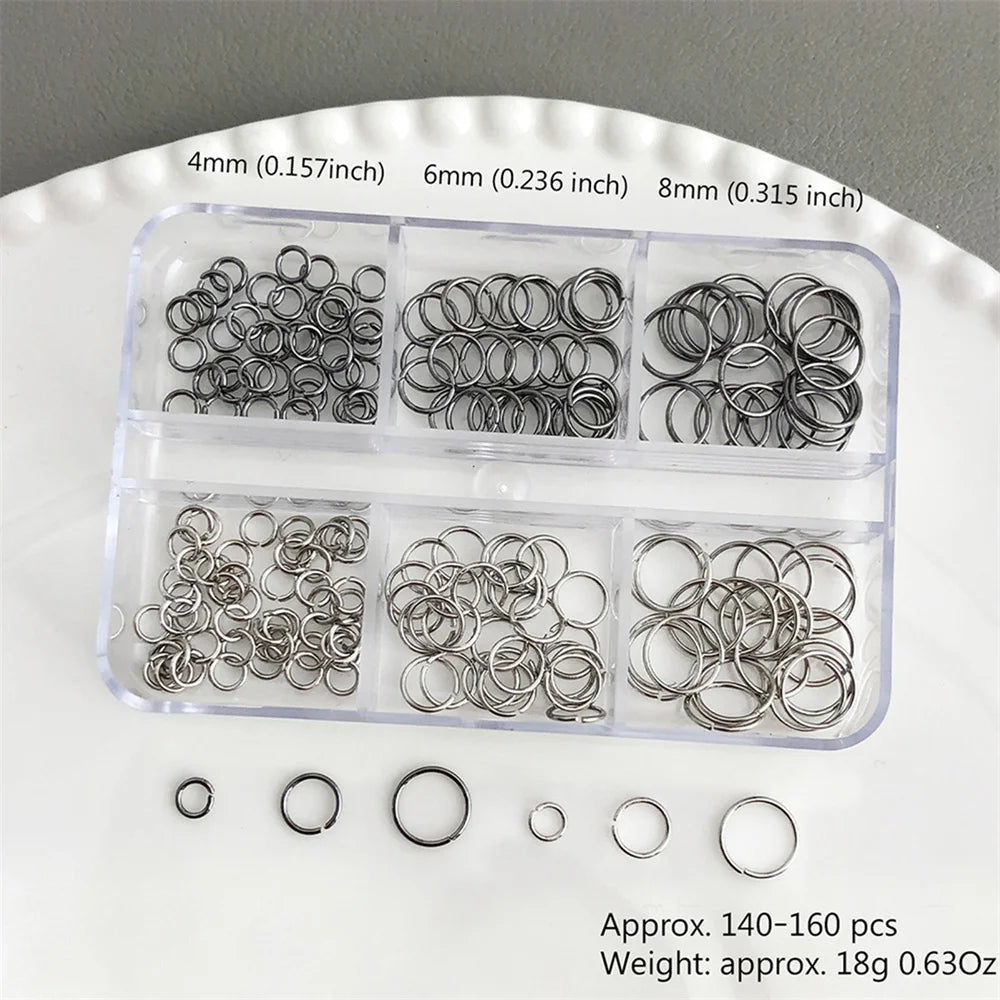 Punk Nail Charms 6-Grid Set – Open Jump Rings & Metal Loops Nail Art Charms PRIMED ZB326-1