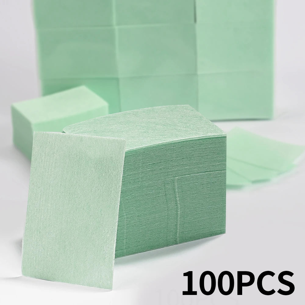 100Pcs Lint-Free Nail Wipes for UV Gel Polish Removal – 5 Colors