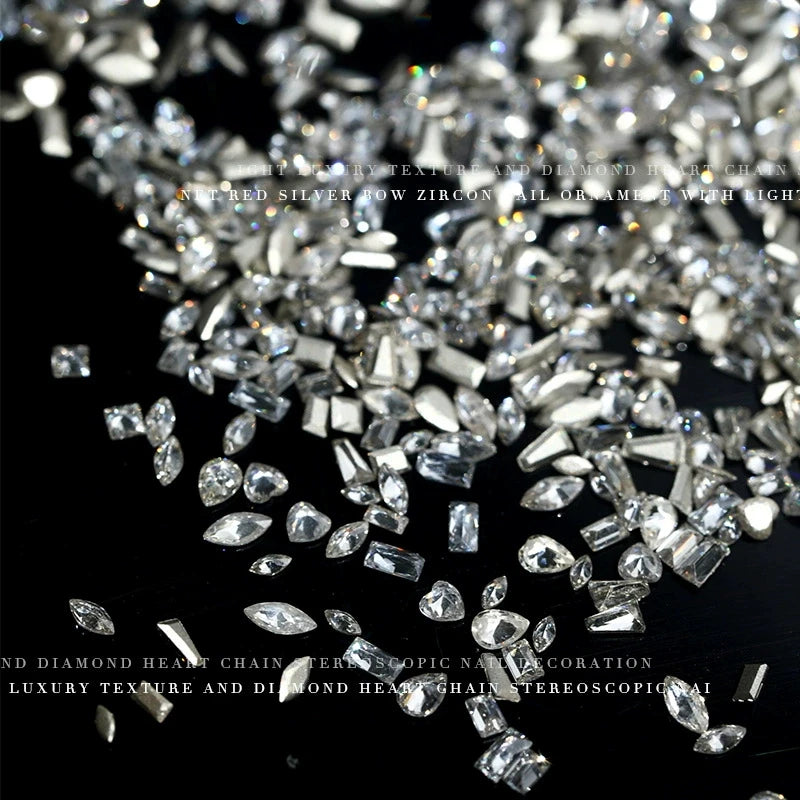 50 Pcs 5A Zircon Crystal Nail Rhinestones – Multi-Shape Charms Nail Art Rhinestones PRIMED