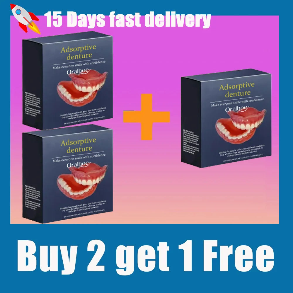 Silicone Dentures Full Set – Natural Upper & Lower Fake Teeth