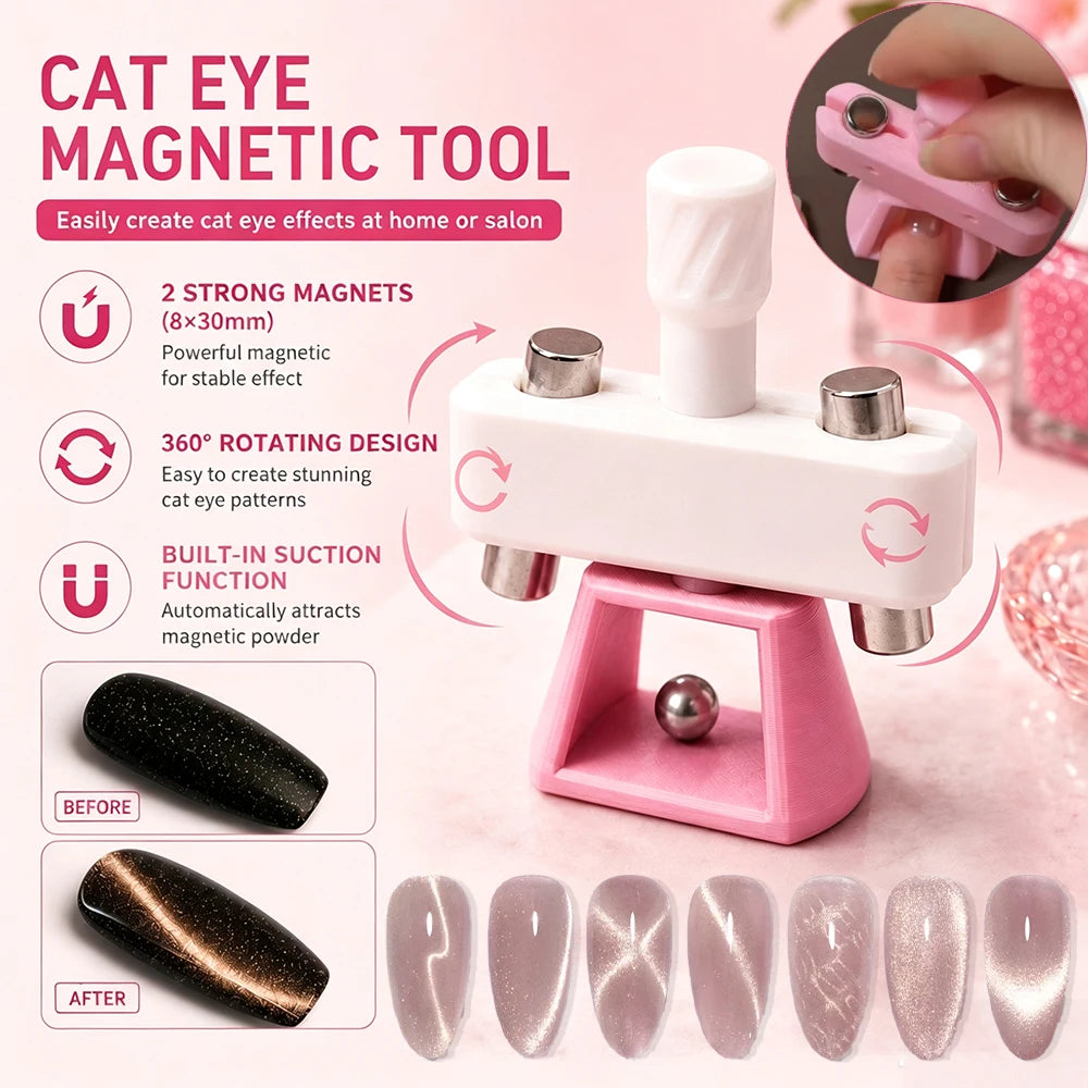 Gyro Cat Eye Nail Magnet Tool – Glass Bead 8×30mm Rotatable Nail Art Magnet Tool PRIMED