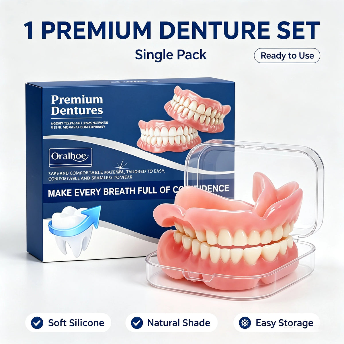 Soft Silicone Snap-On Dentures Full Set – Upper & Lower