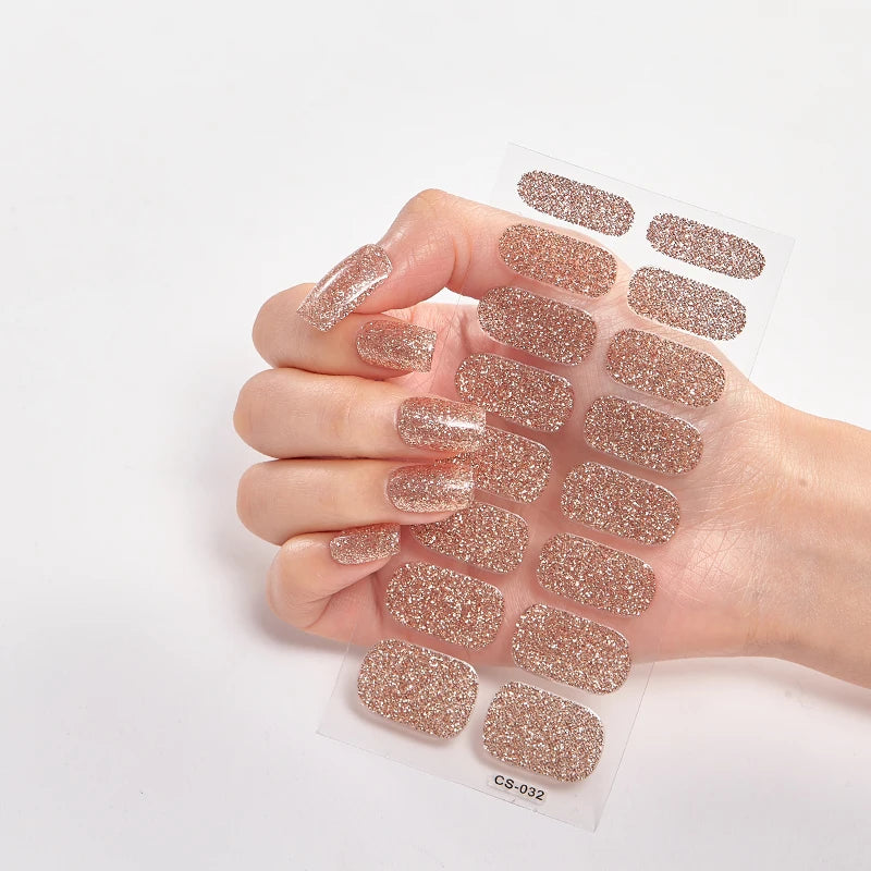 Semi-Cured Gel Nail Wraps Full Cover Stickers – 16pc Set