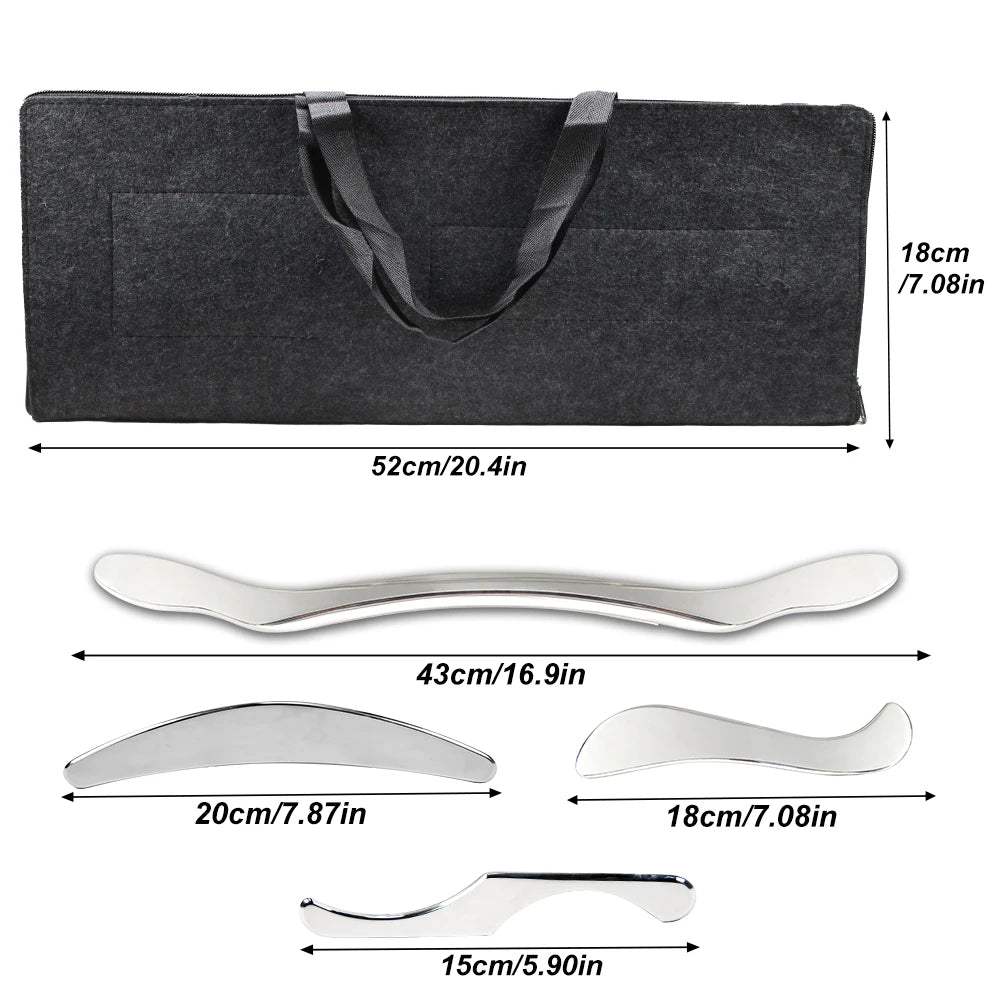 Stainless Steel Gua Sha IASTM Scraping Massage Tool Set Massage Tool Set PRIMED 4Pcs
