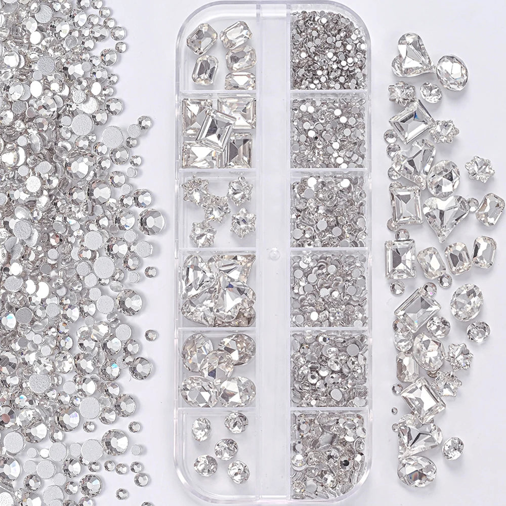12-Grid Mixed Rhinestone Nail Charms – Crystal Glitter Gems Nail Art Gems PRIMED PH253-8