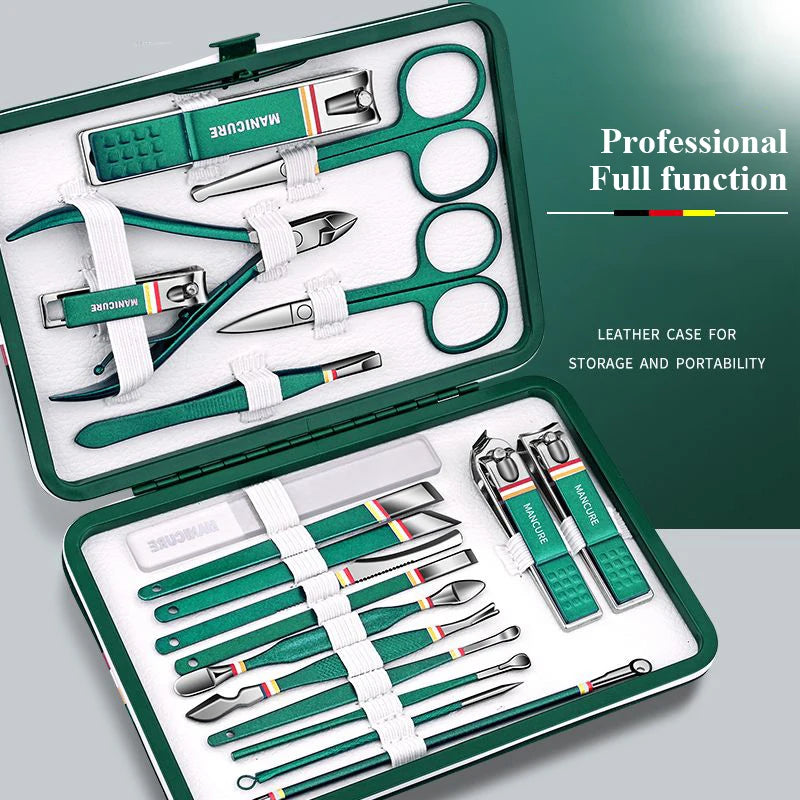 Stainless Steel Manicure Set 9–19 Pcs | Nail Clippers & Bag Manicure Tool Set PRIMED