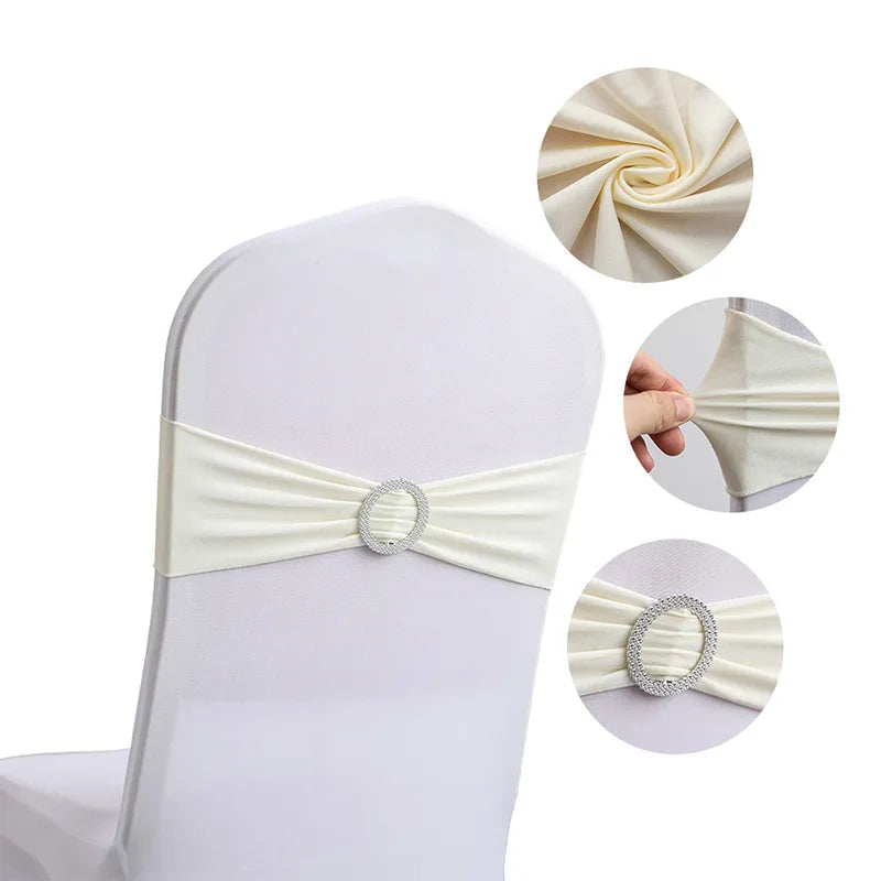 10 Pcs Spandex Chair Sashes with Buckle Slider | Wedding Décor