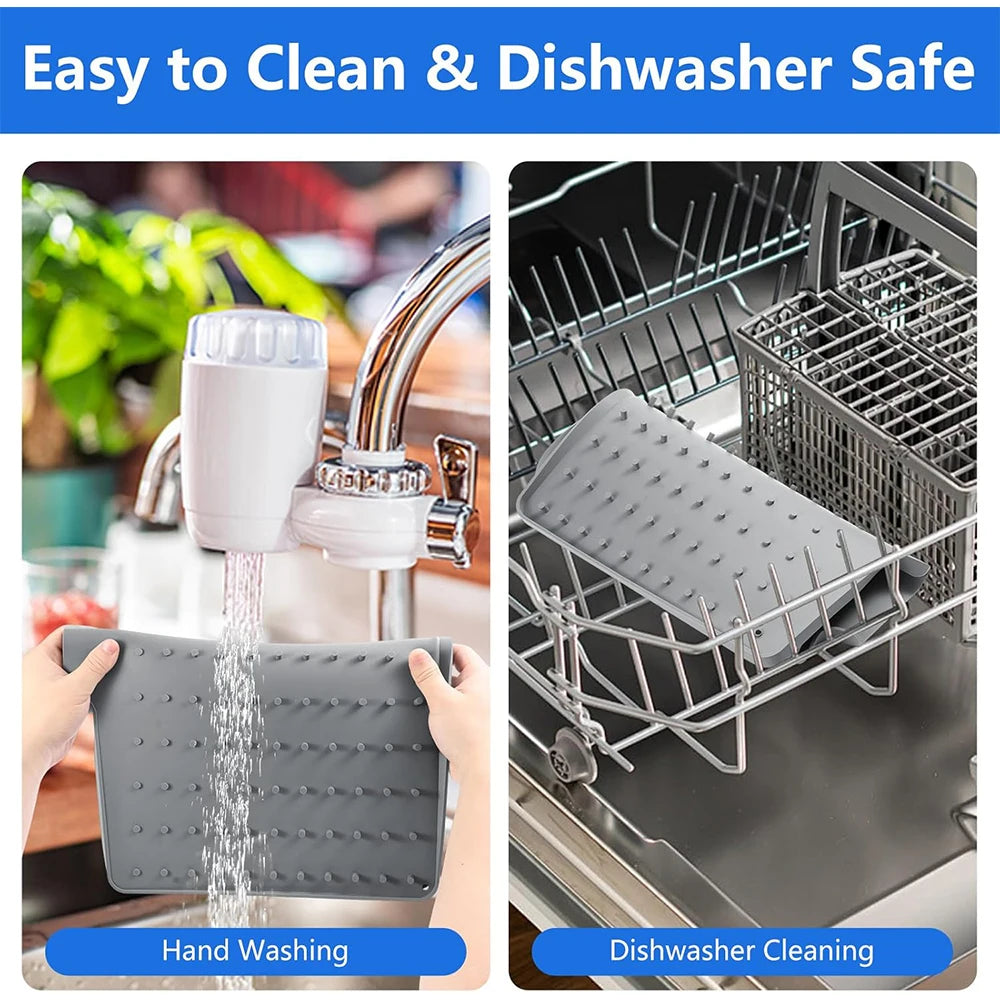 LMETJMA Silicone Dish Drying Mat – Non-Slip Kitchen Drainer Dish Drying Mat PRIMED