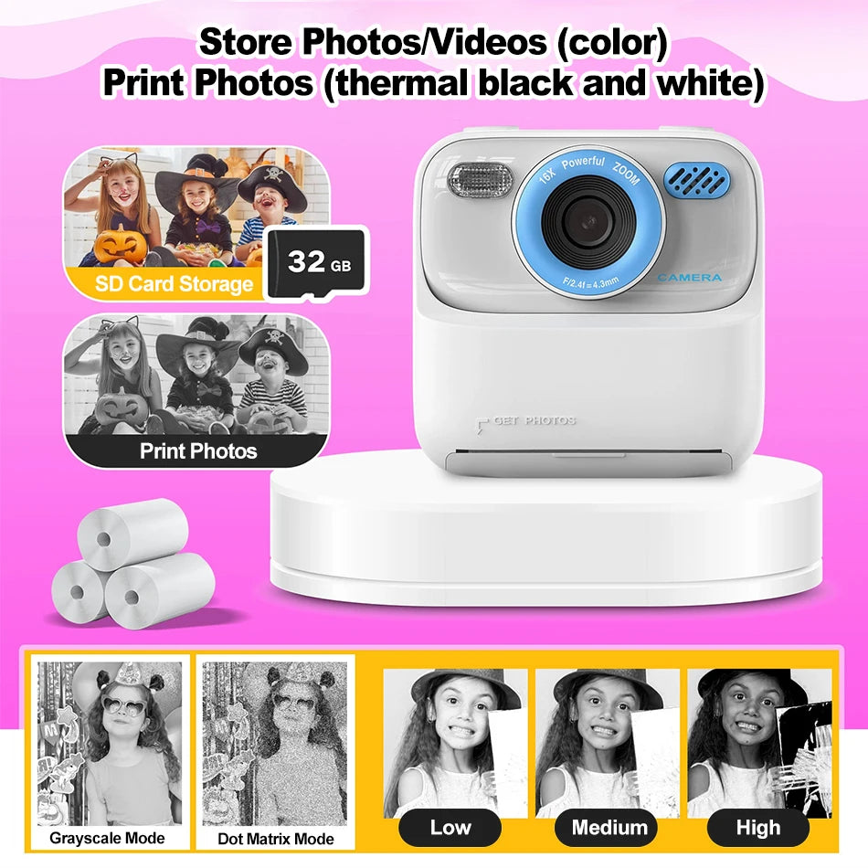 Kids Instant Print Camera 1080P HD | 58mm Thermal, Ages 3–12 Kids Instant Camera PRIMED