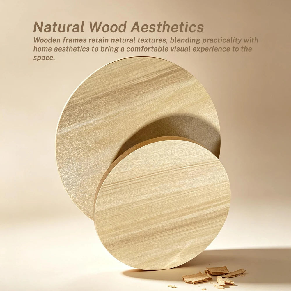 Wooden Vanity Makeup Mirror – 360° Rotating HD Cosmetic Mirror