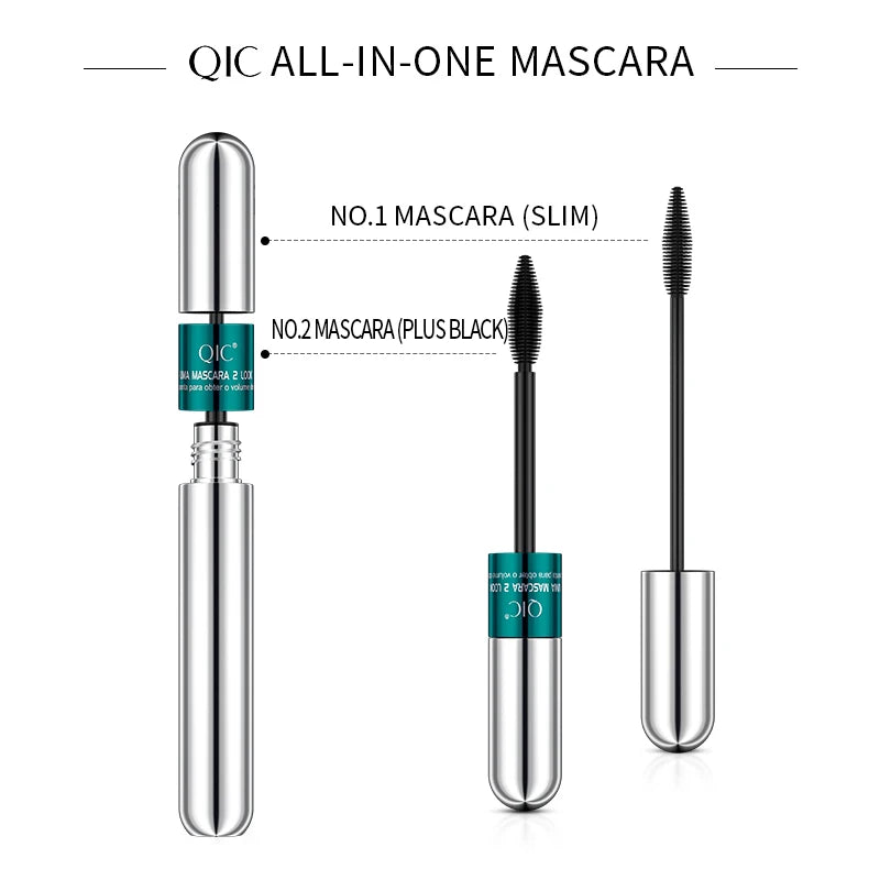 QIC 4D Double-Headed Waterproof Black Mascara | Curling & Volume