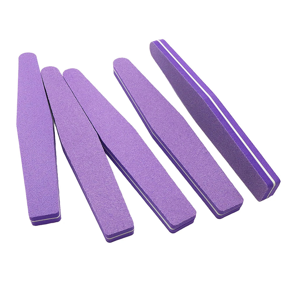 JEARLYU Rhombus Sponge Nail Files 5/10 Pack – Buffer & Polish Sponge Nail Files PRIMED 5pcs Purple
