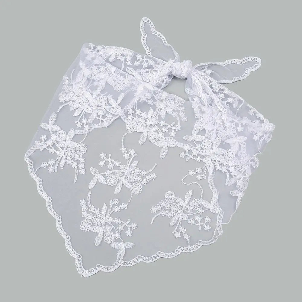 Hollow Lace Hair Scarf Headband – Vintage Triangular Bandana Lace Hair Scarf PRIMED