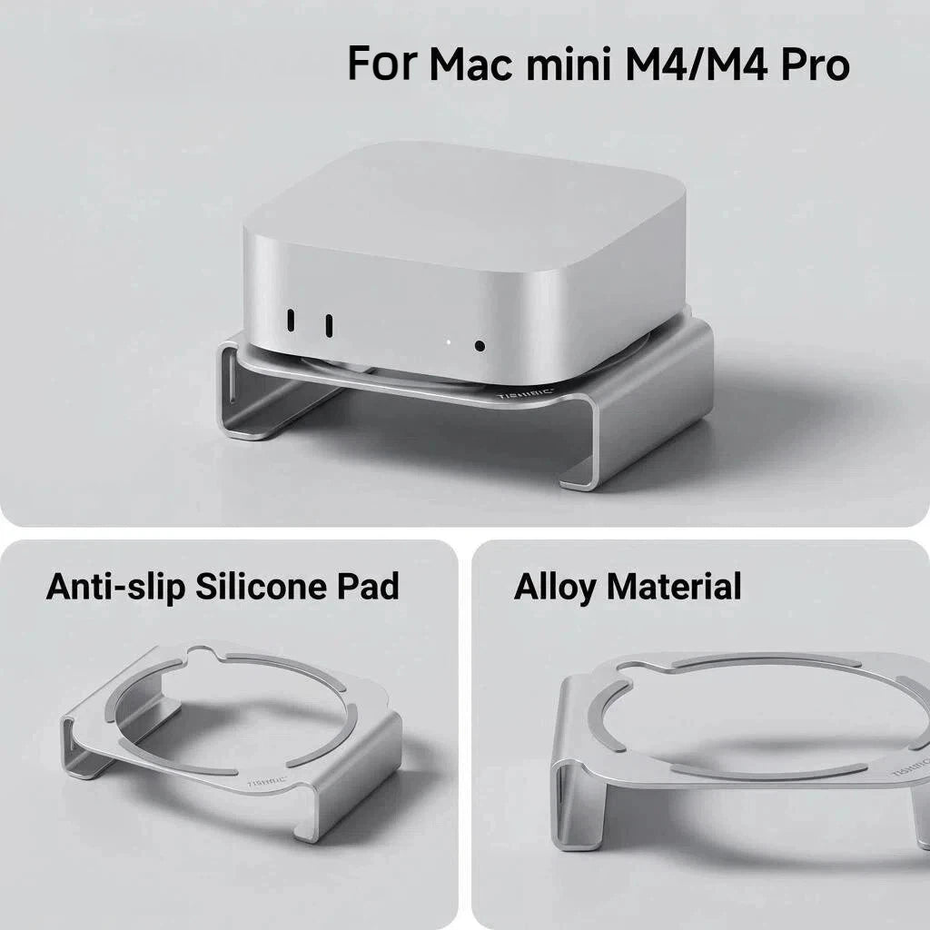 TISHRIC Aluminum Stand & Dock for Mac Mini M4/M4 Pro 2024 Desktop Computer Stand PRIMED