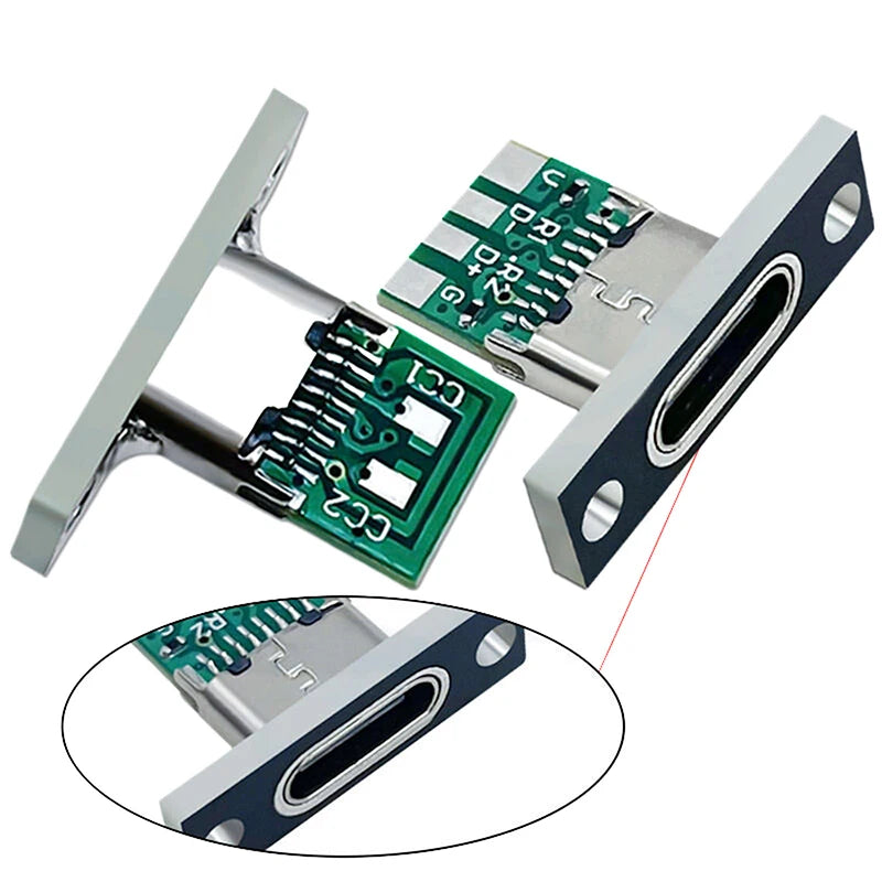 USB 3.1 Type-C Female Connector Socket with Fixing Plate 5pcs