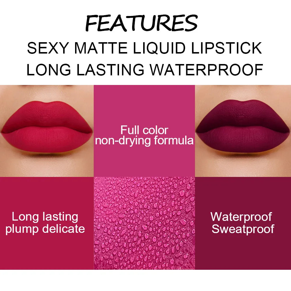 DNM Matte Liquid Lipstick 19 Colors – Waterproof Velvet Lip Tint Liquid Lipstick PRIMED