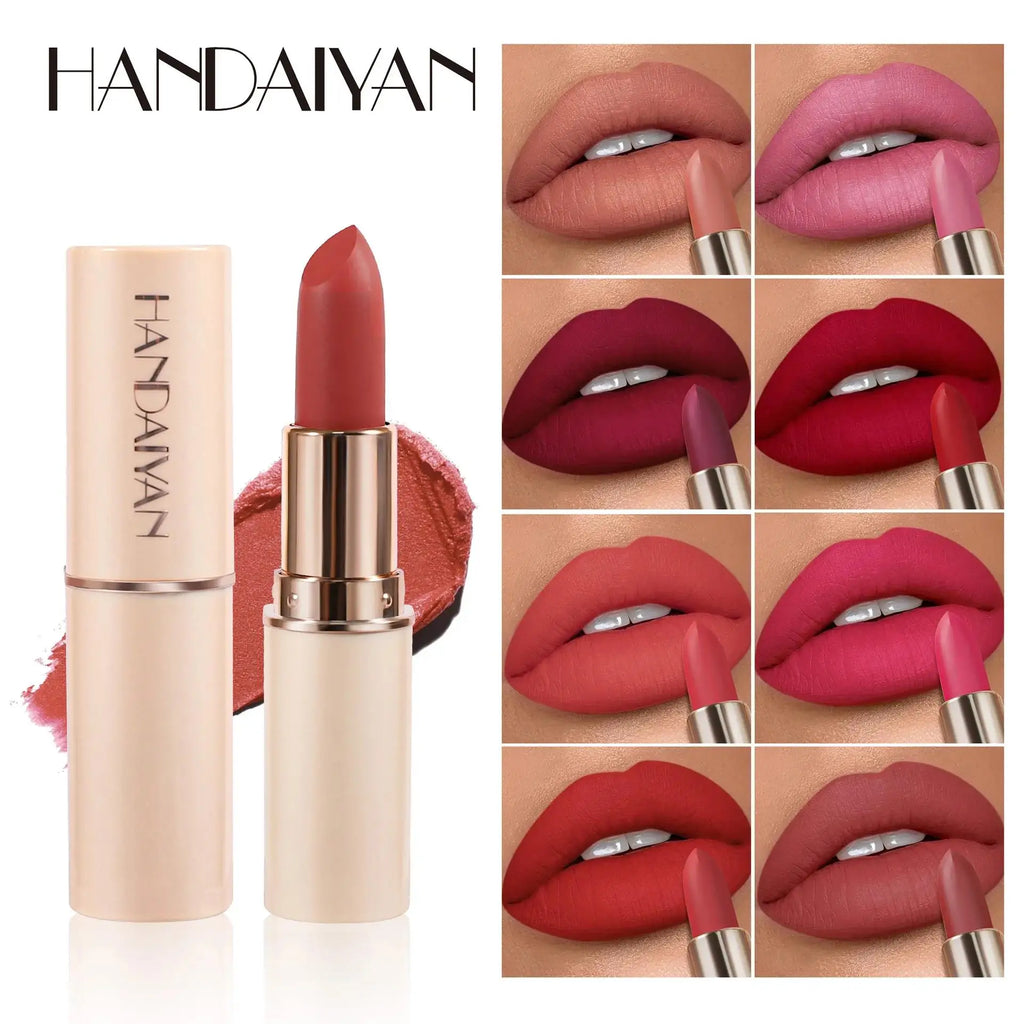 Handaiyan Matte Velvet Lipstick – Waterproof, 8 Colors Matte Lipstick PRIMED