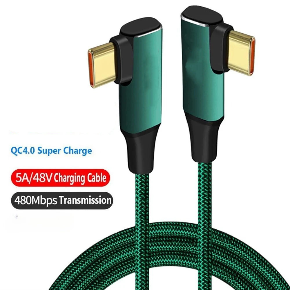 USB-C 90° Elbow PD Fast Charging Cable 240W 5A Nylon Braided USB-C Charging Cable PRIMED