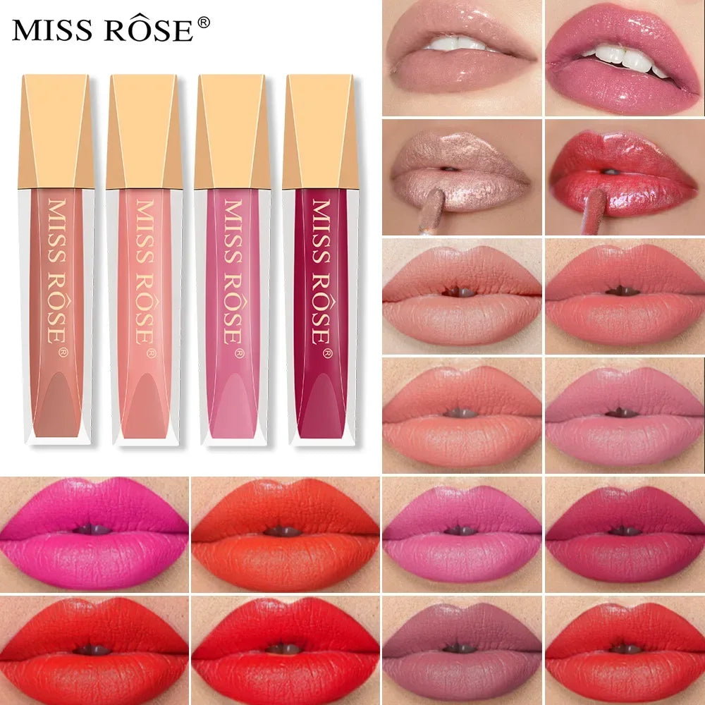 Miss Rose 16-Color Velvet Matte Lip Glaze – Waterproof Lip Gloss Matte Lip Gloss PRIMED