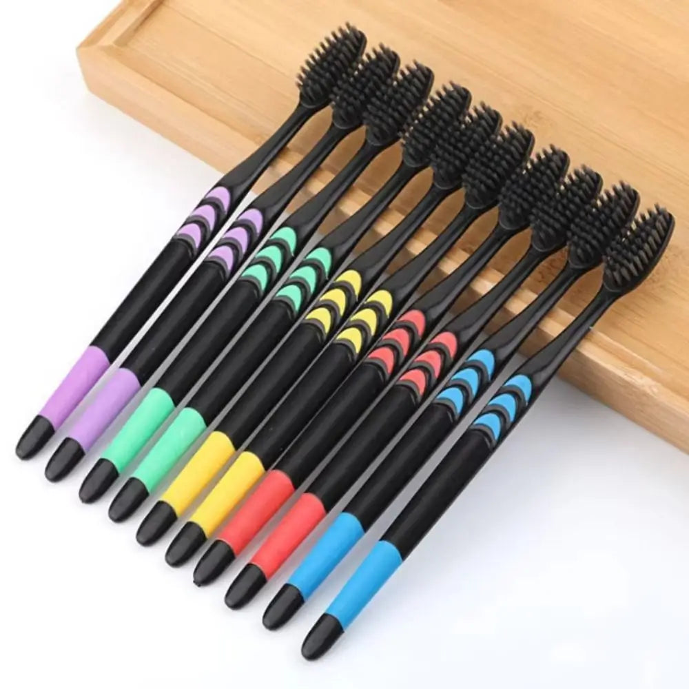 10-Pack Bamboo Charcoal Toothbrush – Ultra-Fine Soft Bristles