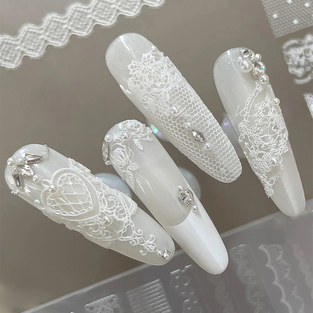 Lace Nail Silicone Mold – Rose, Plaid & Snowflake Embossing Nail Art Mold PRIMED