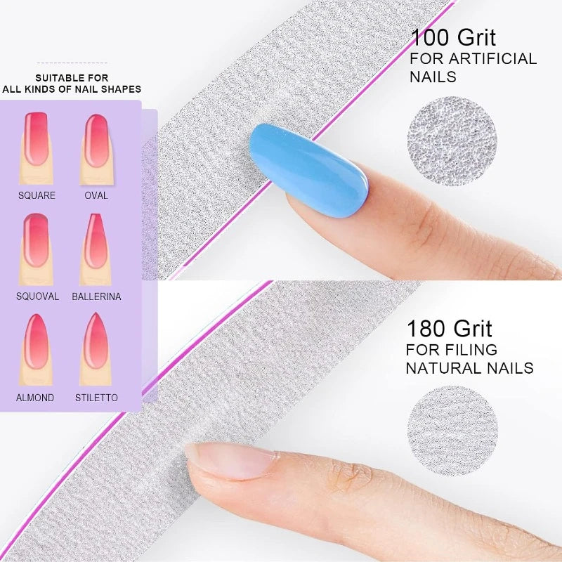Professional Nail Files 10/25 Pcs Double Sided Emery Board 100/180 Grit