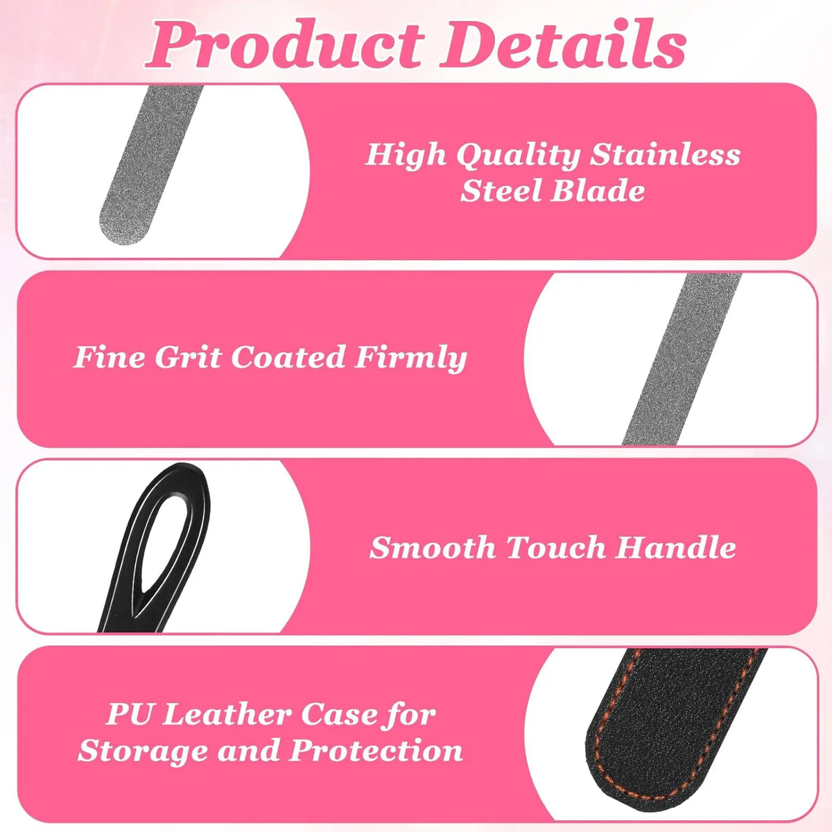 Stainless Steel Double-Sided Nail File with Leather Case