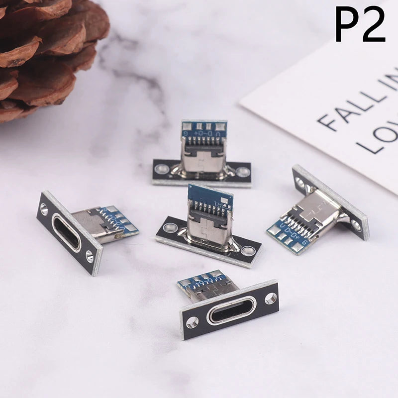 USB 3.1 Type-C Female Connector Socket with Fixing Plate 5pcs