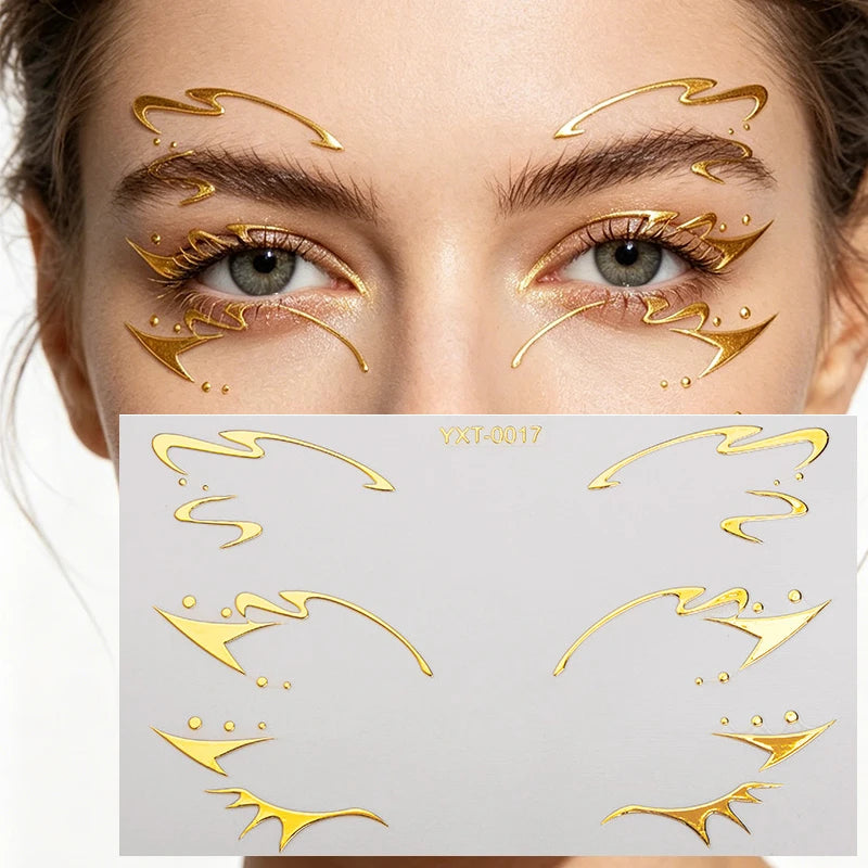 Holographic Laser Eyeliner Stickers – Waterproof Face Art Decals Face Art Sticker PRIMED YXT-017-1Pc