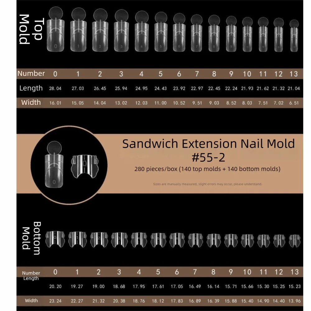 280pcs Reusable Dual Nail Forms – 14 Sizes, Square & Oval