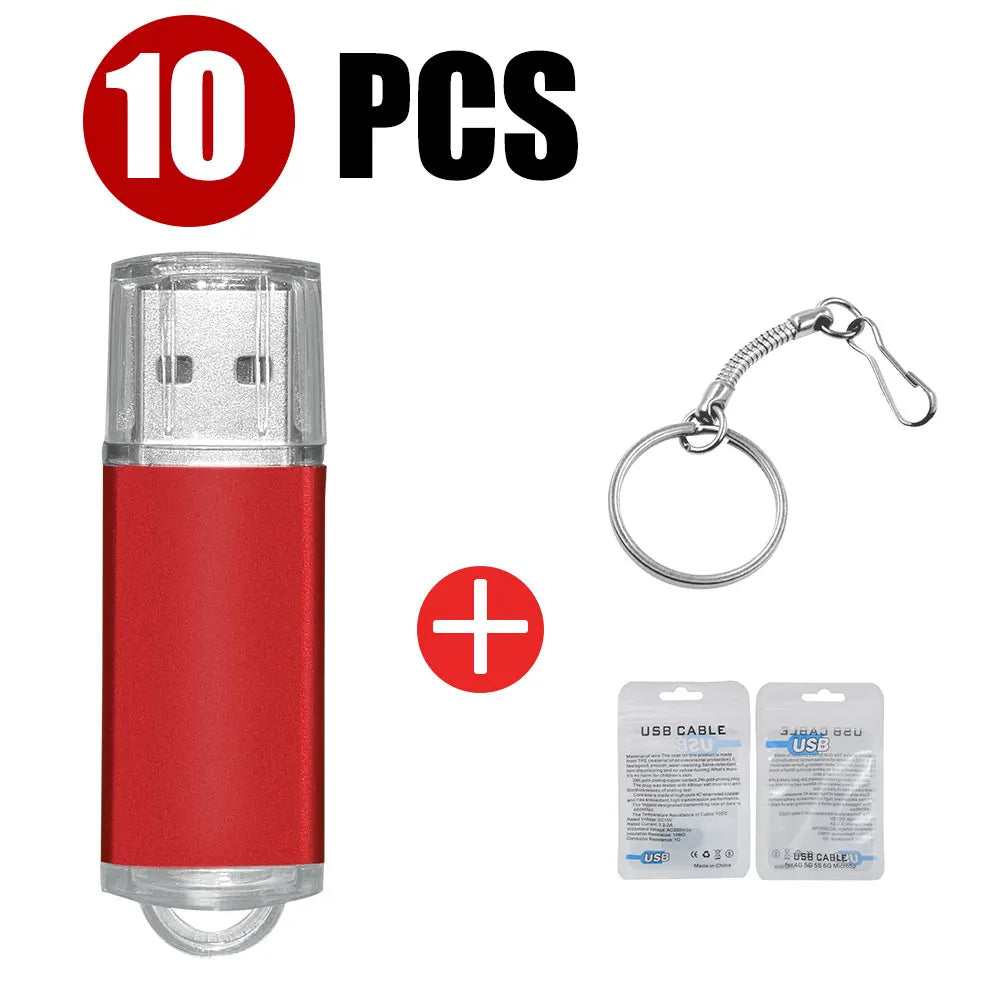 10-Pack Colorful USB Flash Drives 1GB–64GB | Custom Logo USB Flash Drive PRIMED 4GB Red USB 2.0 1