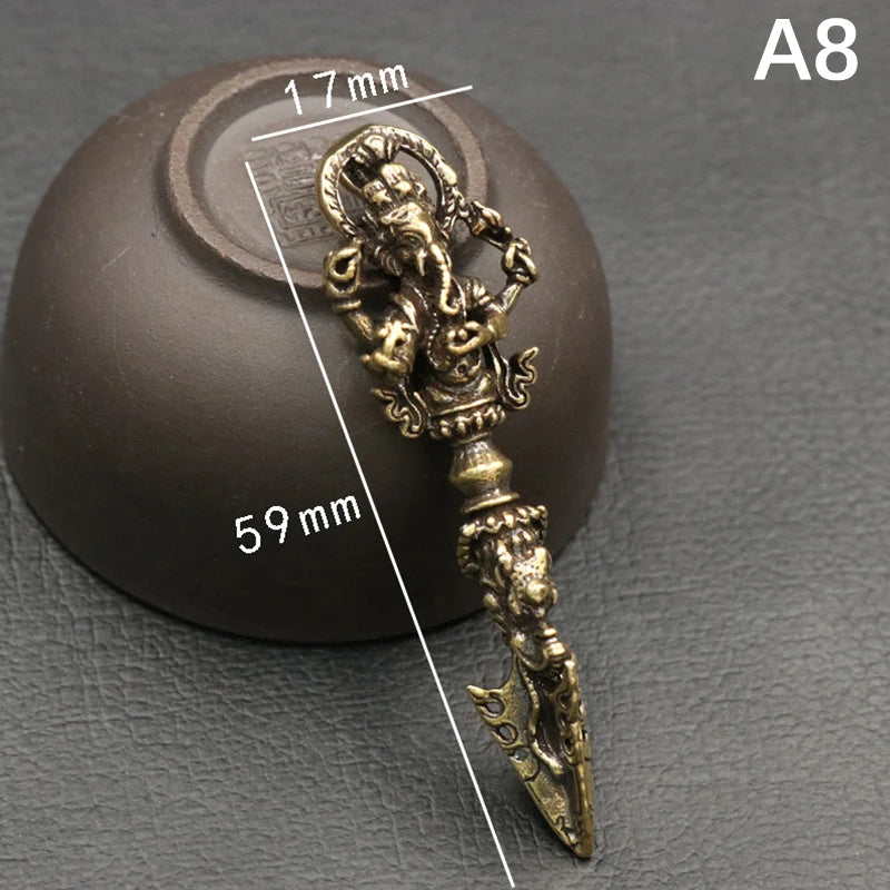 Tibetan Buddhist Vajra Pestle Brass Pendant – Handcrafted