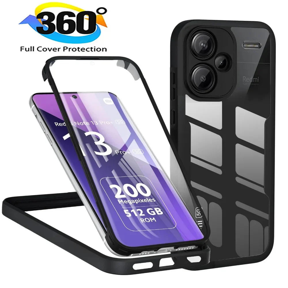 360 Full Body Case for Xiaomi Redmi Note 14 13 12 Pro | PC+TPU Full Body Phone Case PRIMED