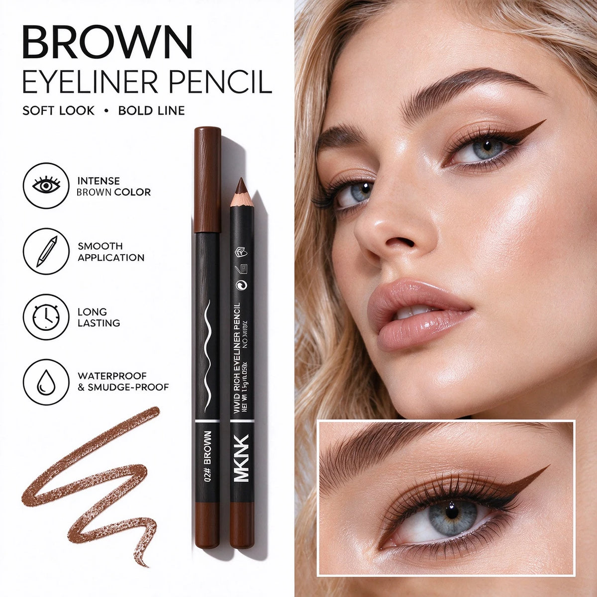 Wooden Dual-Use Eyeliner & Eyebrow Pencil – Waterproof Gel