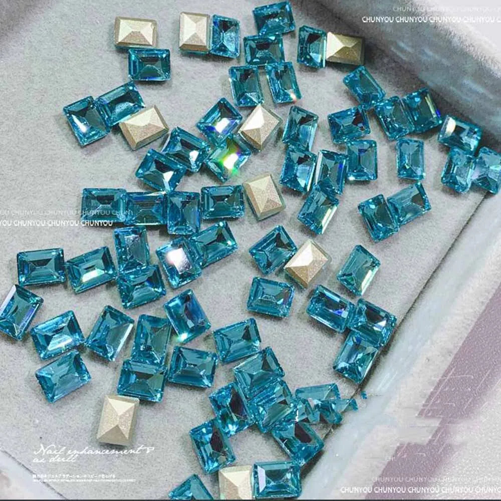 50Pcs 3D Pointed Square Nail Charms 6x8mm Rhinestone Gems Nail Art Charms PRIMED JZ86-5(50pcs)