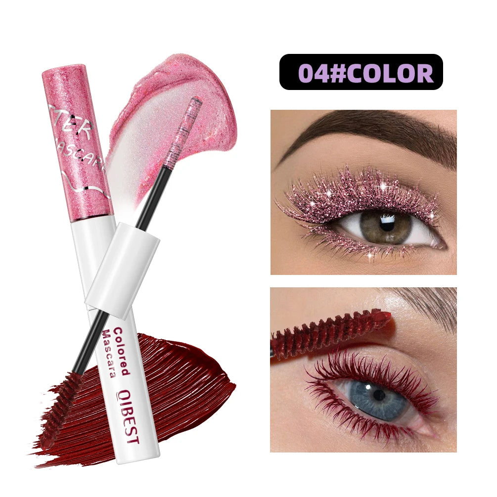 QiBest 2-in-1 Colorful Glitter & Matte Waterproof Mascara