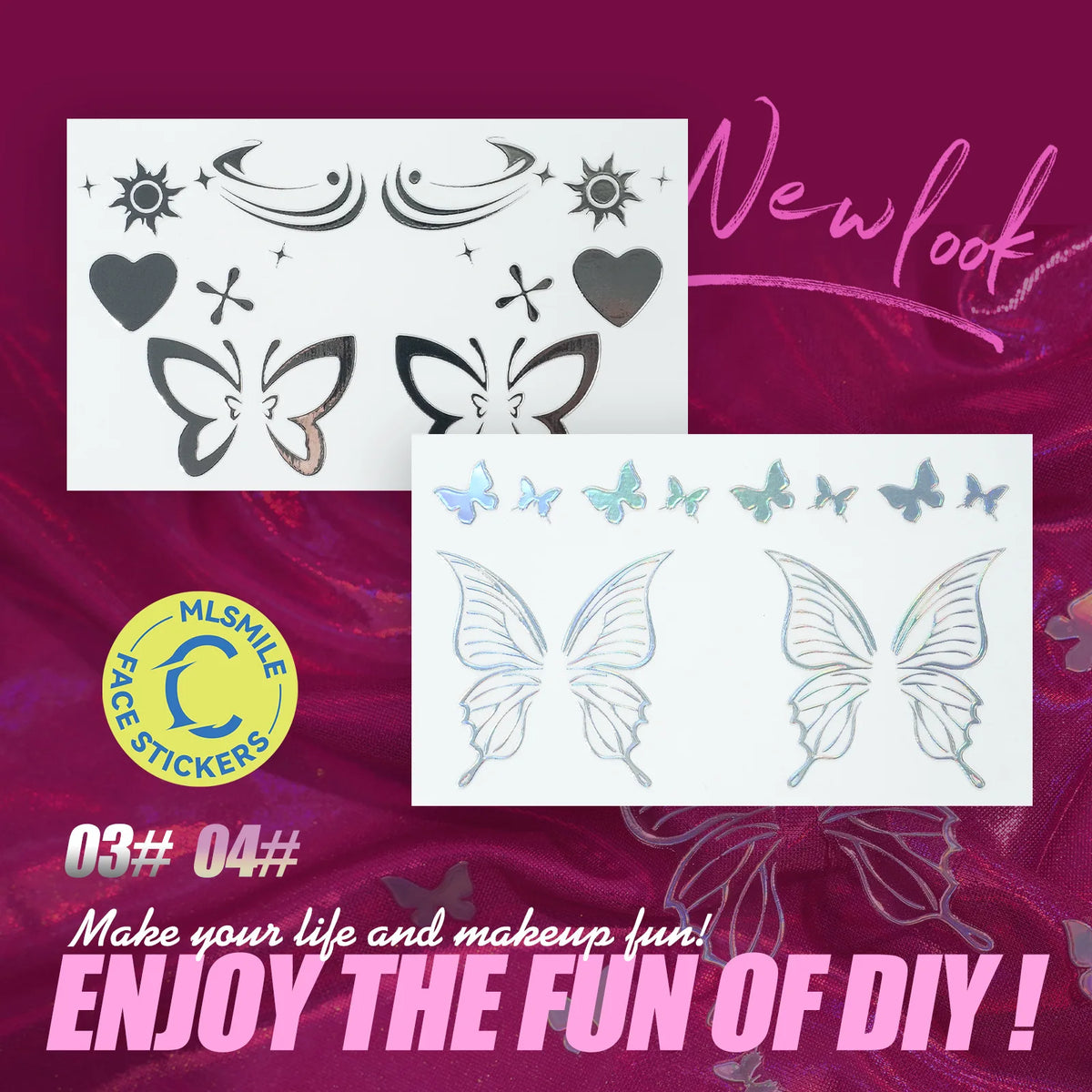 MLSMILE 3D Laser Face Tattoo Stickers | Eye Makeup Beauty