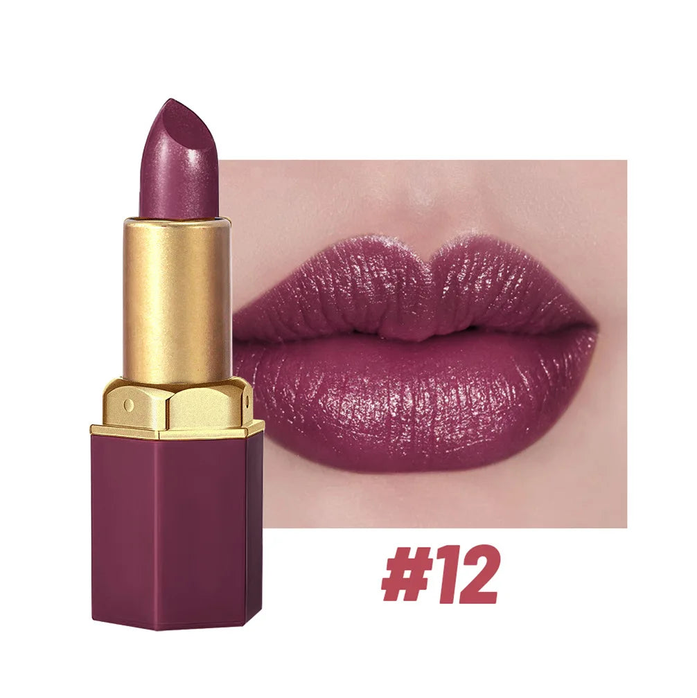 SAM SUGAR Gold Bar Lipstick – 6 Colors Pearlescent Glitter
