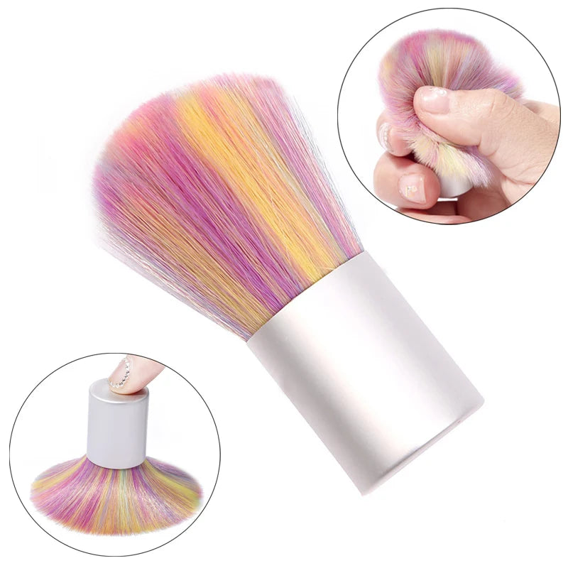 Rainbow Nail Dust Brush – Soft Bristle Acrylic & UV Cleaner
