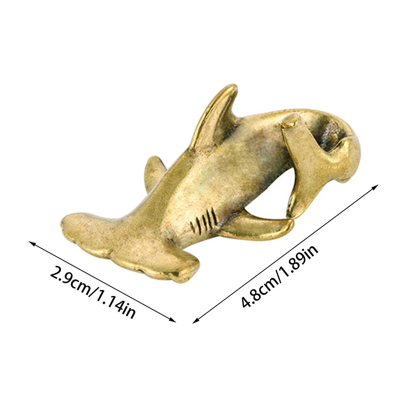 Vintage Brass Shark Figurine – Desktop Ornament & Keychain