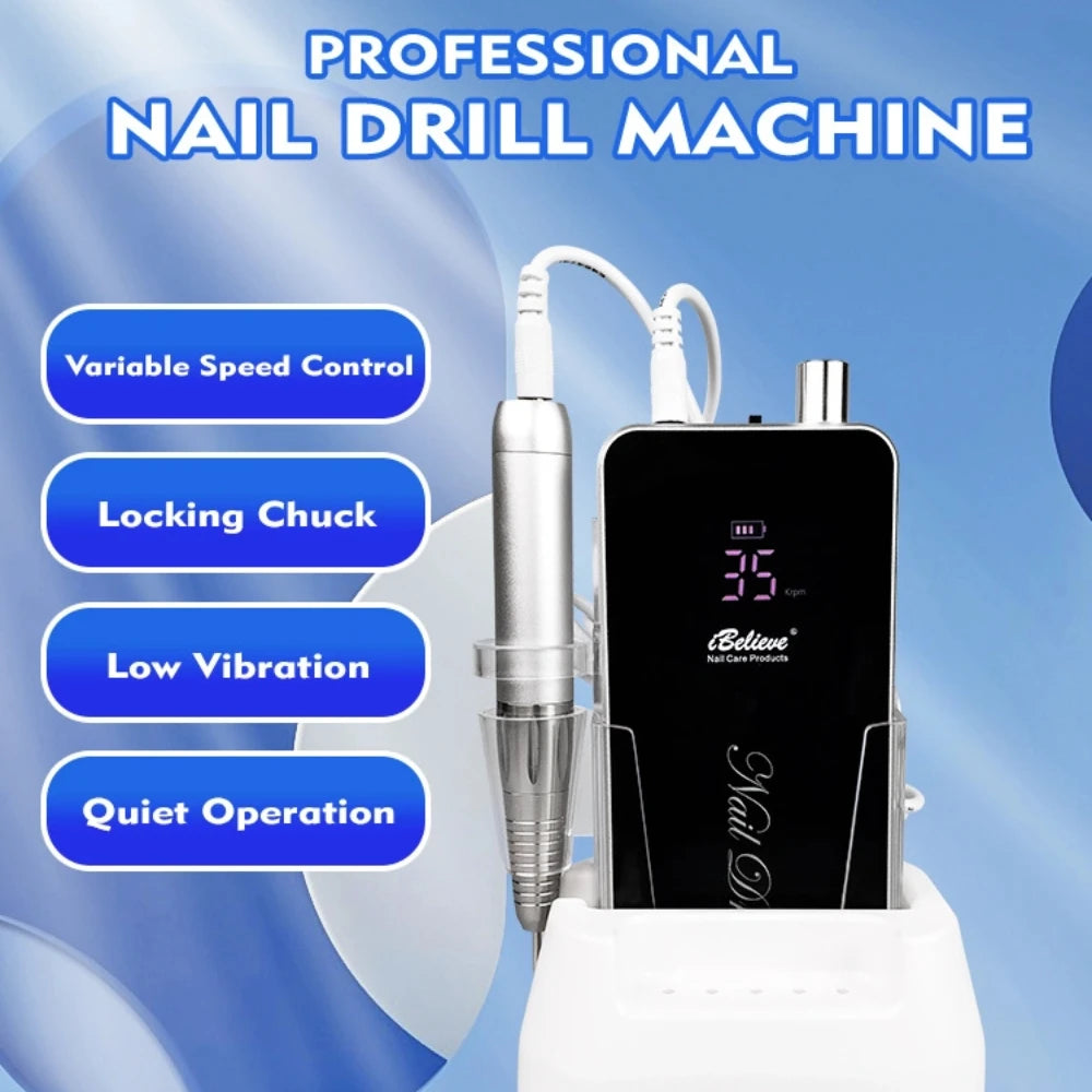 Rechargeable Electric Nail Drill Machine – 35000 RPM Pro Set