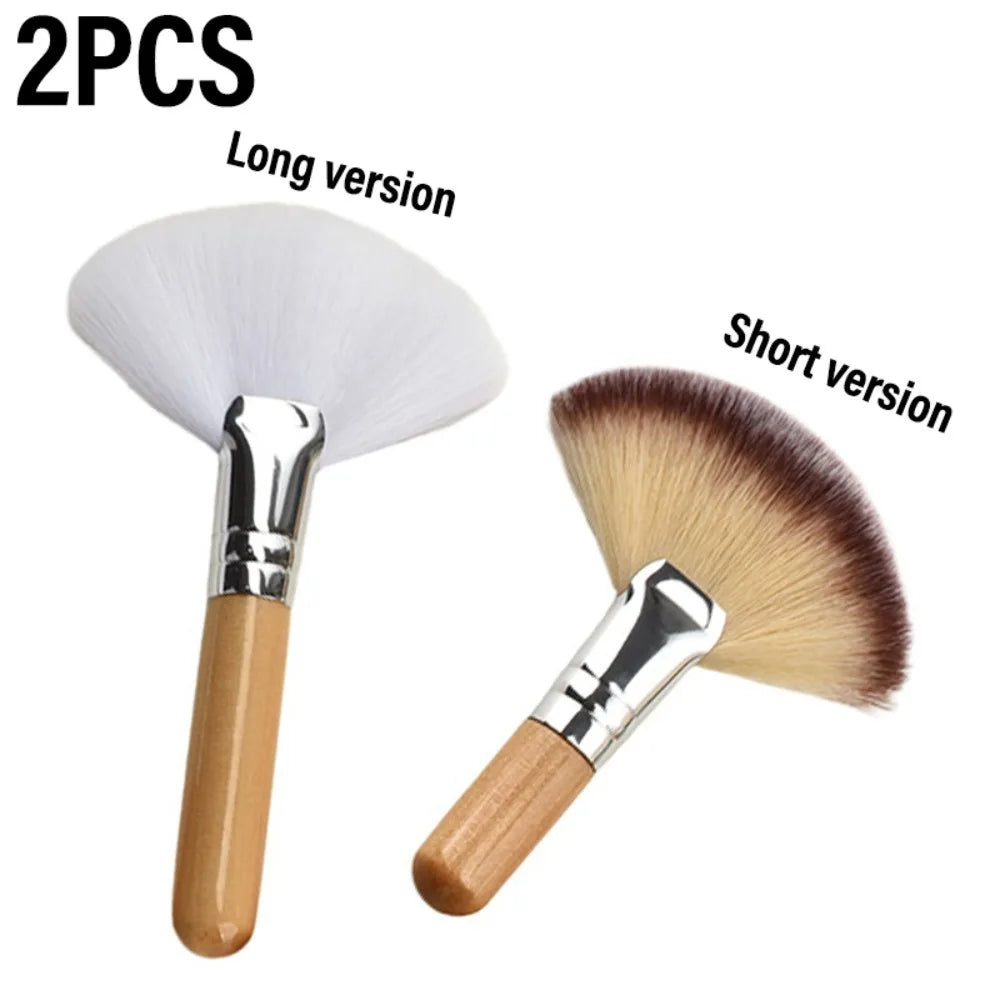 Mini Fan Makeup Brush – Soft Bristles & Wood Handle