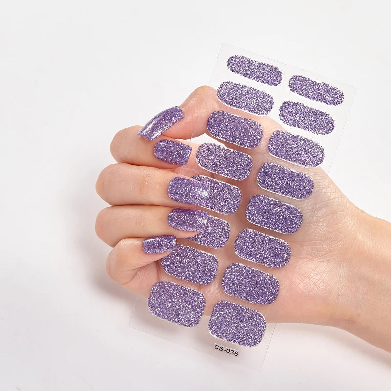 Semi-Cured Gel Nail Wraps Full Cover Stickers – 16pc Set