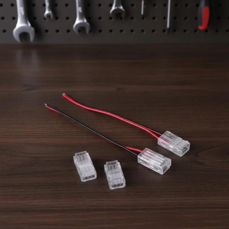 5-Pack 8mm 2-Pin L-Shape COB LED Strip Connectors No-Solder LED Strip Connector PRIMED