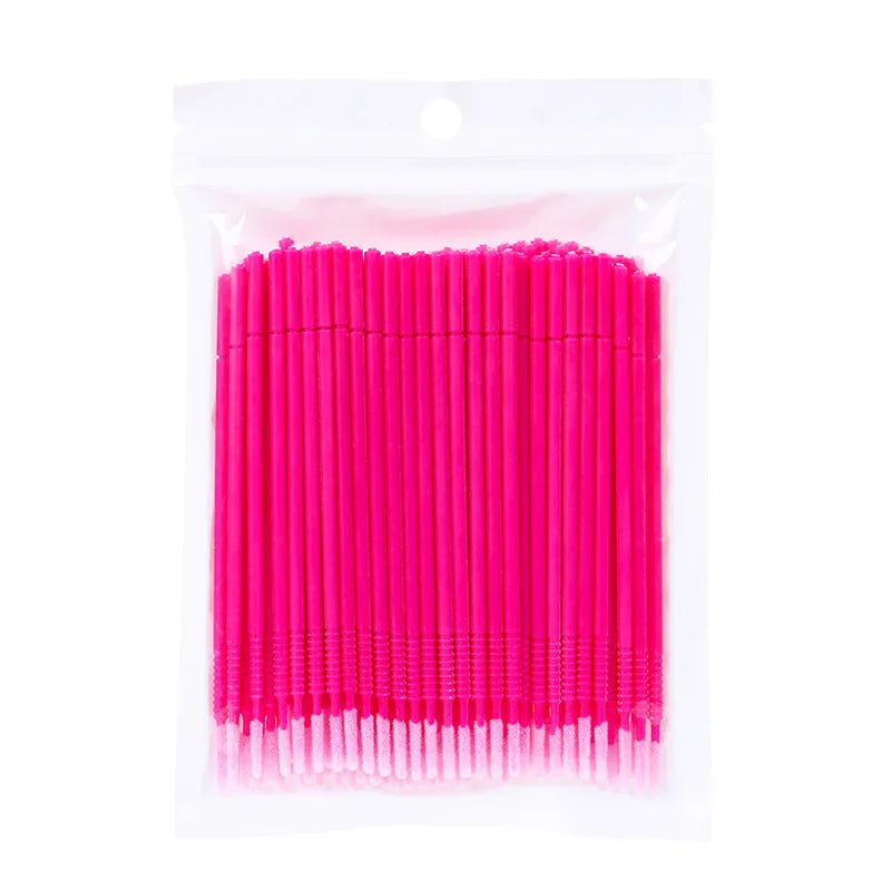 100pcs Microbrush Eyelash Extension Applicator Brushes Lash Applicator Brush PRIMED 100pcs rose red