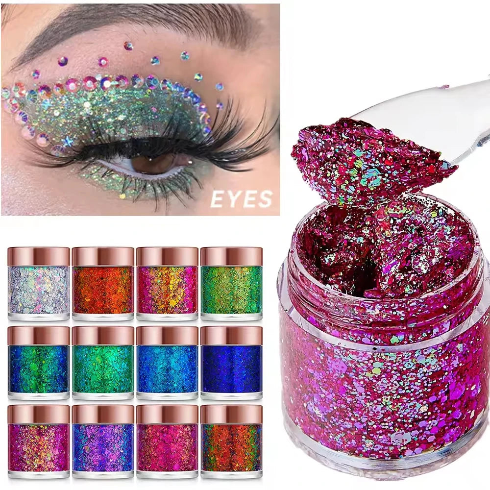 Chameleon Glitter Gel – Eye, Face & Body Shimmer Sequins Glitter Gel Makeup PRIMED