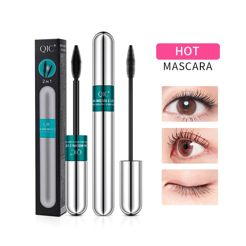 QIC 4D Double-Headed Waterproof Black Mascara | Curling & Volume Mascara PRIMED