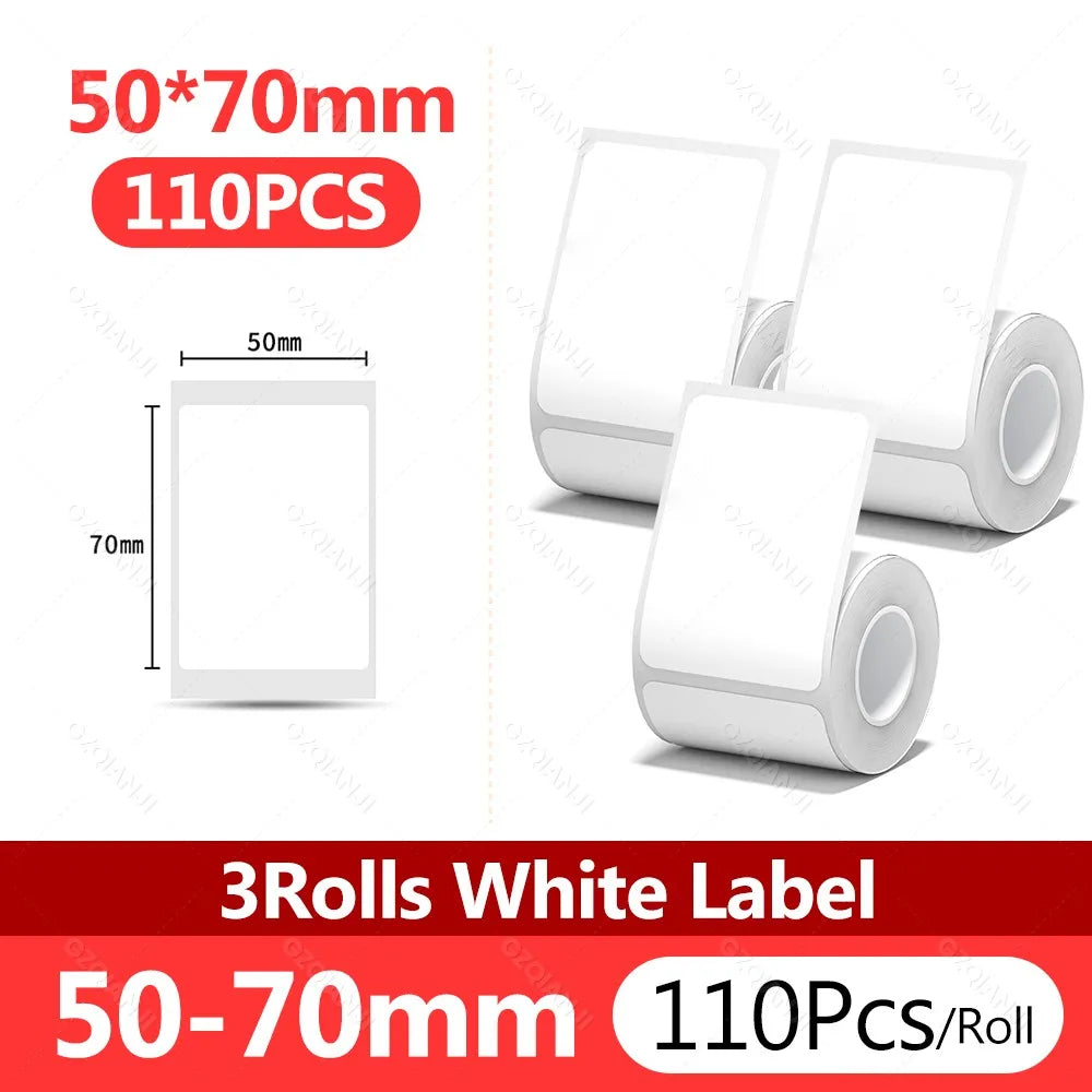 NIIMBOT Thermal White Label Rolls 3-Pack | B1 B21 B3S B31 Thermal Label Rolls PRIMED 3Rolls 50x70mm